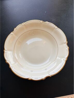 Hutschenreuther Selb Bavaria US Zone 10” Gold Trim Porcelain Bowl Germany